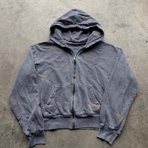 grey distressed faded floral graphic zip up hoodie